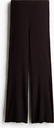 H&M Ausgestellte Rippstrick-Hose aus Leinengemisch - Dunkelbraun
