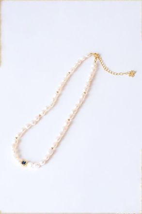 Classicharms Ella Freshwater Pearl Necklace Set in Gold/blue at Nordstrom
