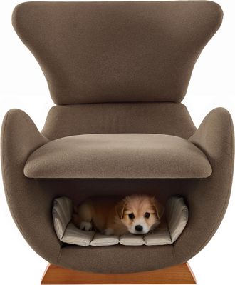 STILVORA Sill&oacute;n Relax Con Cueva Para Gato Y Perro Peque&ntilde;o, Tela Antiarazos, Estructura De Madera, Marr&oacute;n