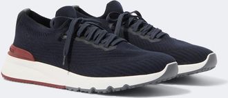 Brunello Cucinelli Knitted leather-trimmed sneakers