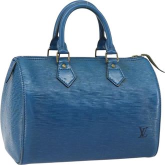 Louis Vuitton Speedy Handbag Epi Leather Blue Leather Handbag (Pre-Owned)