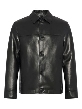 Yves Salomon lamb leather button-fastening jacket - men - Lamb Skin/Polyester/Acetate/Cotton/Viscose/Cupro - 50 - Black