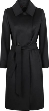 Max Mara Dames, Mantels, Zwart, Maat: 3XS Leer