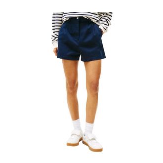 Tommy Hilfiger Pleated Claire Shorts - Dames - Bermuda - Blauw - W30 - Katoen - Korte Broeken