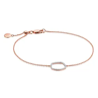 Monica Vinader Riva Diamond Hoop Chain Bracelet, Rose Gold Vermeil on Silver