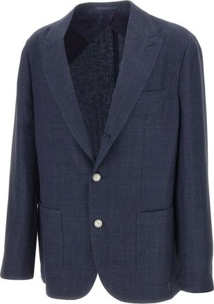 Barba Blazer met Revers - Heren - Blazers - Blauw - XL - Wol - Jassen