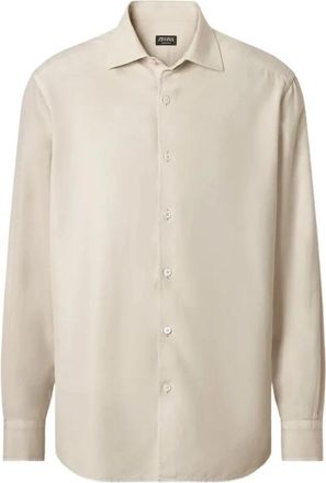 Ermenegildo Zegna Lange Mouwen Shirt met Knopen - Heren - Casual Overhemden - Beige - M - Overhemden