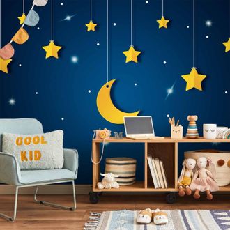 OEM Sfondo Fotografico - Cielo - Paesaggio Notturno Con Stelle E Luna Per Bambini
