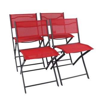 VCM Vcm - Set De 4 Sillas De Jard&iacute;n Silla Plegable Dimensiones Aprox. Al. 79 X An. 45 X P. 46 Cm Silla De Camping Muebles De Jard&iacute;n - Sumila (rojo)
