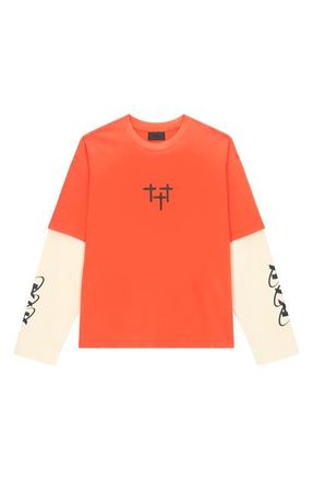 Rta Loris Double Layer Logo Graphic T-Shirt in Orange Planetary at Nordstrom, Size Xxx-Large