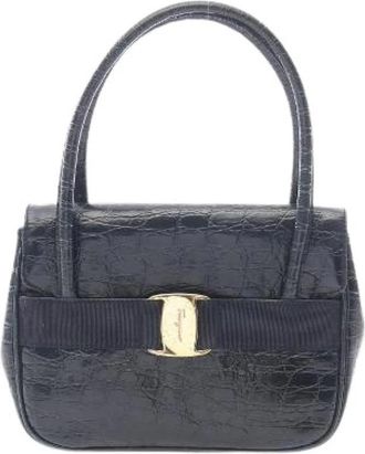 Ferragamo Pre-owned Vara Leren Handtas - Dames - Vintage Handtas - Blauw - ONE Size - Leer - Vintage