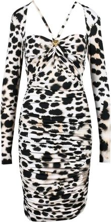 Roberto Cavalli Ruched Dress - Beige/Black
