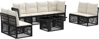 vidaXL Conjunto De Sof&aacute;s De Jard&iacute;n 9 Uds. Negro Rat&aacute;n Sint&eacute;tico Vidaxl