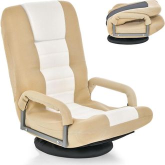 Costway Folding Floor Gaming Chair Adjustable 6-Position Floor Chair-Natural