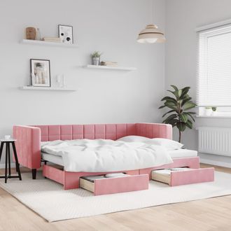 vidaXL Sof&aacute; Cama Nido Con Cajones Terciopelo Rosa 80x200 Cm Vidaxl