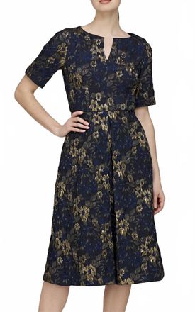 JS Collections Florence Cocktail Dress In Navy/gold