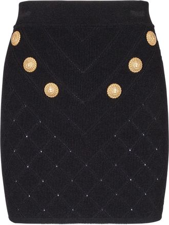 ミニスカート BALMAIN 2 PKTS BUTTONED KNIT SHORT SKIRT (EF1LB290KB07 0PA) Knit skirt with buttons black black - Women | BALMAIN