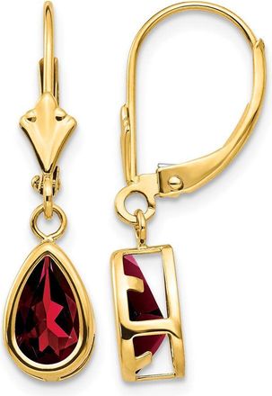 Diamond2Deal 14k Yellow Gold 8x5mm Pear Garnet Drop Dangle Earrings