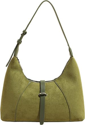 Generic Faux Suede Crossbody Bag Trendy Frosted Handbag Vintage Shoulder Bag (Green)