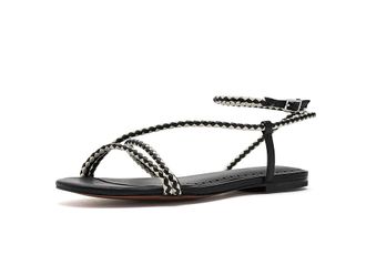 Rebecca Minkoff Ayla Braided Sandals Womens Sandals Black/Off-White : 6.5 M, Leather