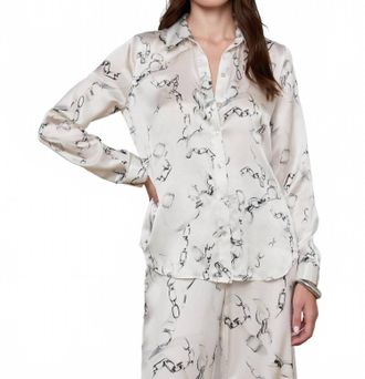 L'agence Tyler Silk Blouse In Ivory/grey Small Faded Chain
