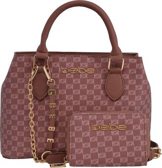 Bebe Adela Small Monogram Satchel with Wallet in Dark Blush at Nordstrom Rack