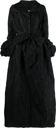 Baruni gathered-sleeve shimmer belted gown - women - Lurex/Polyester/Rayon - L - Black