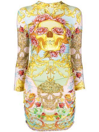 Philipp Plein Baroque printed minidress - women - Polyamide/Elastane - L - Green