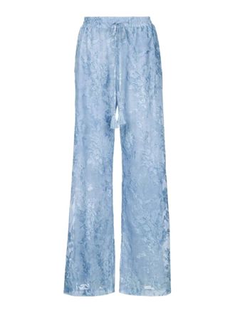 Ermanno Scervino Floral-Patterned Sheer Trousers With Wide Leg Silhouette