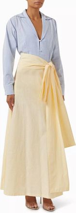 Bernadette Clarence Belted Dress In Blue, White, & Yellow Stripe