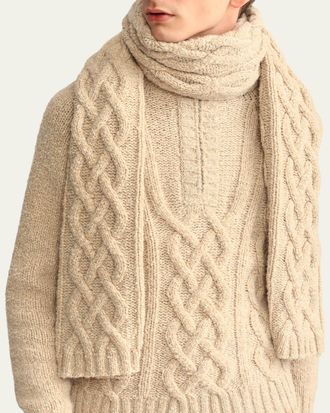 Loro Piana Mens Cable-Knit Cashmere Scarf