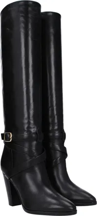 Celine Womens Black Leather High Heel Boots