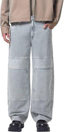 A Gold E Emery Wide Leg Organic Cotton Utility Jeans in Concrete at Nordstrom Rack, Size 36