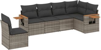 vidaXL Vidaxl - Set De Muebles De Jard&iacute;n 6 Pzas Y Cojines Rat&aacute;n Sint&eacute;tico Gris