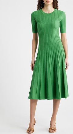 Elie Tahari The Wanda Fit & Flare Sweater Dress in Meadow at Nordstrom, Size X-Small