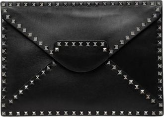 Valentino Pre-owned Studded Leather Clutch - Dames - Vintage Clutch - Zwart - ONE Size - Leer - Vintage
