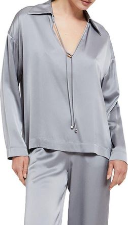 ottod'Ame Viscose Blouse With Tie in Grey at Nordstrom, Size 46 It