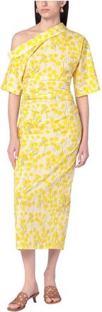 Bernadette Midi Dresses, female, Yellow, S, Elegant Dresses with 97% Cotton