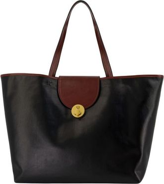 Versace Leather Colorblock Tote Bag Black