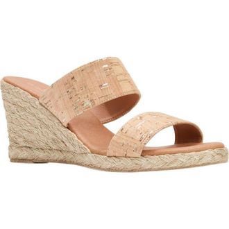 Andr&eacute; Assous Nolita Cork Espadrille Platform Wedge Slide Sandal in Natural at Nordstrom, Size 11