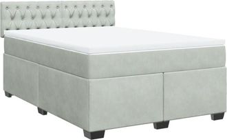 vidaXL Vidaxl - Cama Box Spring Con Colch&oacute;n Terciopelo Gris Claro 160x200 Cm