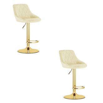 OEM Taburete Kast - Terciopelo Beige / Base Dorada X 2
