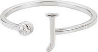 Adornia Cubic Zirconia Initial Adjustable Band Ring in Silver-J at Nordstrom Rack