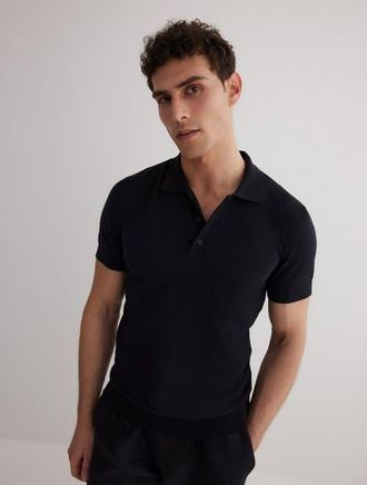 Moeva Johan Cotton Polo Shirt in Black at Nordstrom, Size Xxx-Large