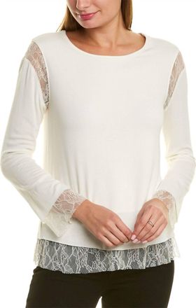 Bailey 44 Isabel Floral Lace-Trim Pullover Top Shirt In Creme Fraiche