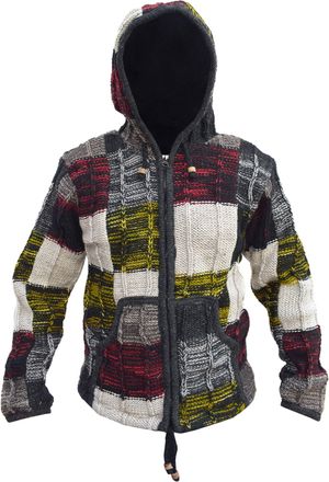 Gheri Patchwork Tie Dye Knit Wool Festival Jacket X-Large