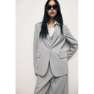 Mango oversized blazer grijs