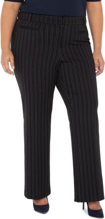 Liverpool L.A. Holly Welt Pocket Stripe Jacquard Straight Leg Pants in Hint Navy Stripe at Nordstrom, Size 16W