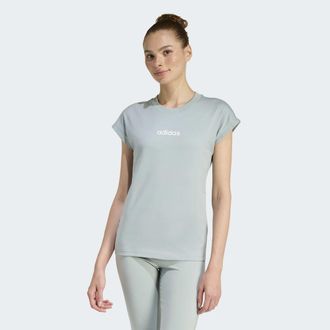 adidas T-Shirt ADIDAS SPORTSWEAR ESSENTIALS LINEAR COTTON, Damen, Gr. XXL, wonder sage, wei&szlig;, Obermaterial: 100% Baumwolle, normal, Rundhals, Shirts T-Shirt,