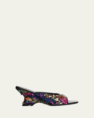 Dries Van Noten 75mm Embellished Satin Slide Sandals